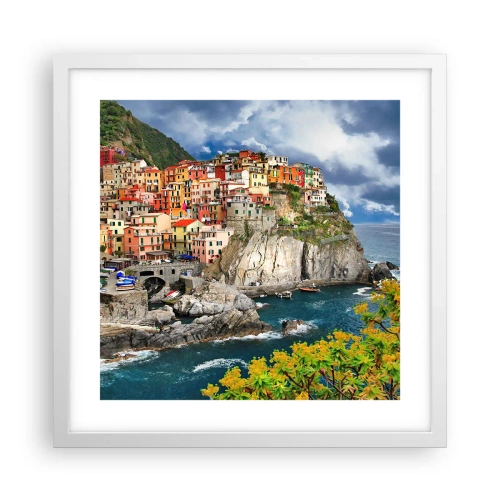 Plakat w białej ramie - Gromadka przytulona do skał - 40x40 cm
