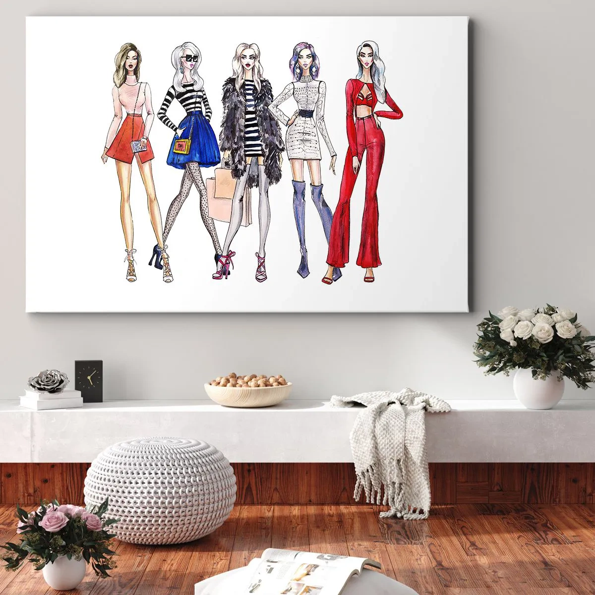 Obraz na płótnie - Stylowe ilustracje modowych sylwetek - 100x70cm - Every week Fashion Week - Nowoczesna dekoracja ścienna do salonu, kuchni i sypialni ARTTOR