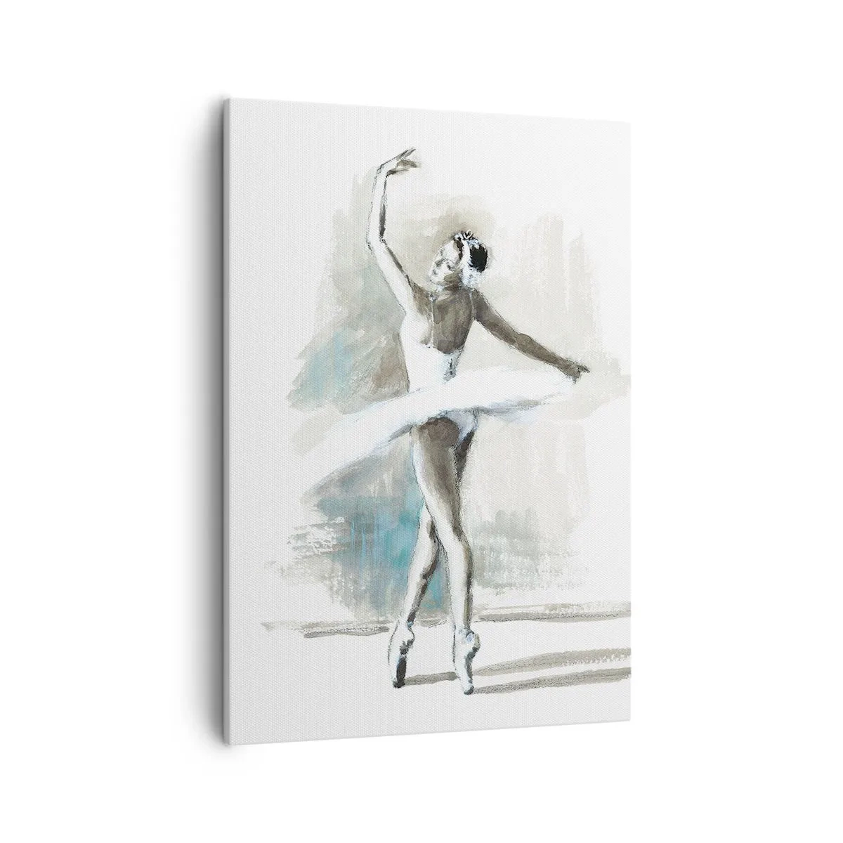 Obraz na płótnie - Baletnica w białym stroju na tle pastelowego tła - 50x70cm - Zaklęta w łabędzia - Nowoczesna dekoracja ścienna do salonu, kuchni i sypialni ARTTOR
