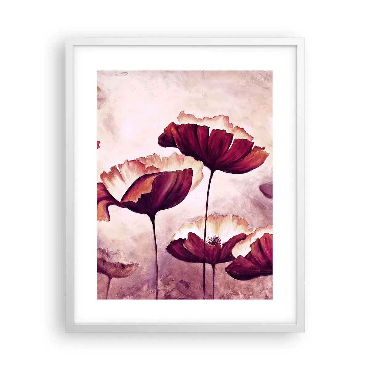 Plakat w białej ramie - Płatek czerwony i biały - 40x50 cm