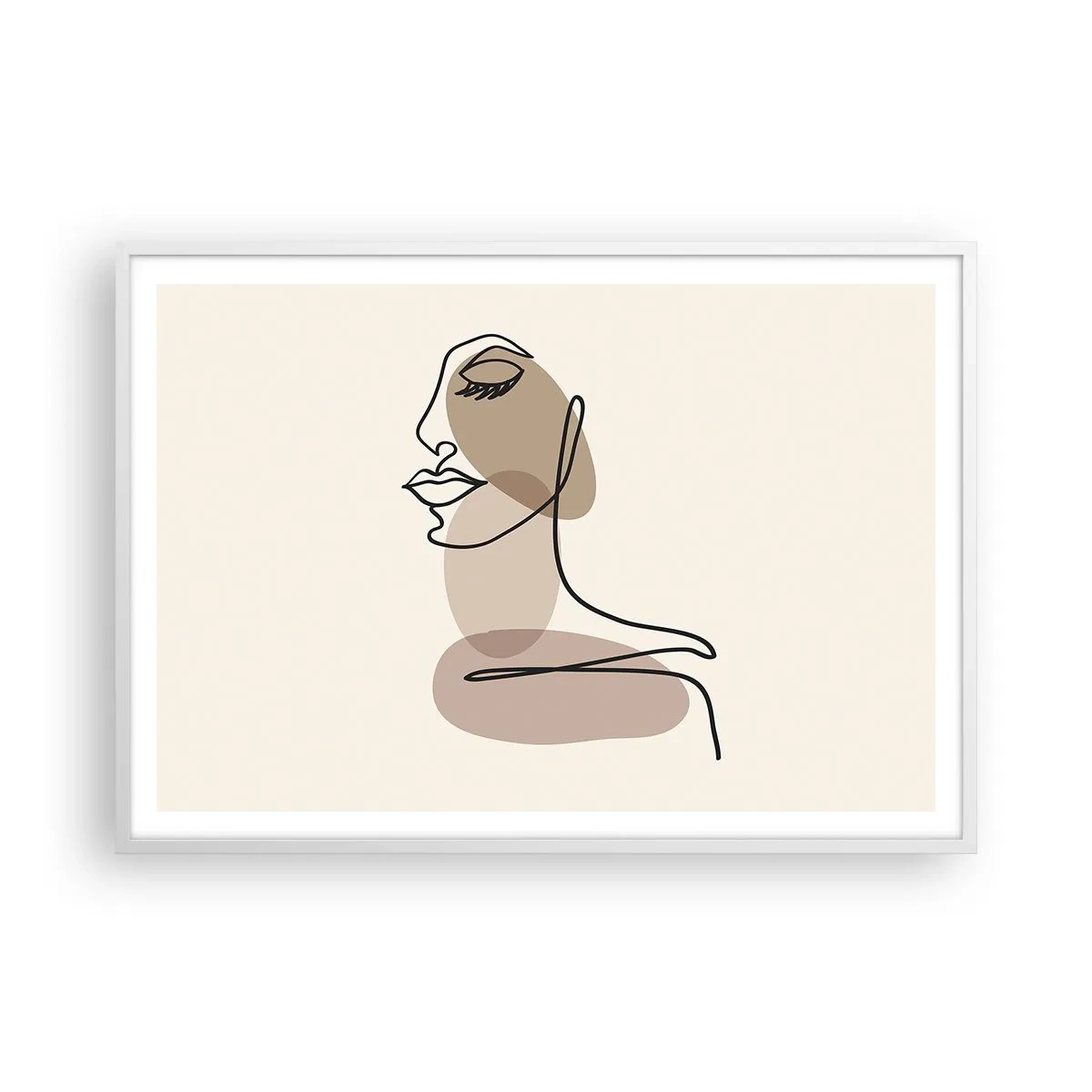 Plakat w białej ramie - Zasłuchana w siebie - 100x70 cm