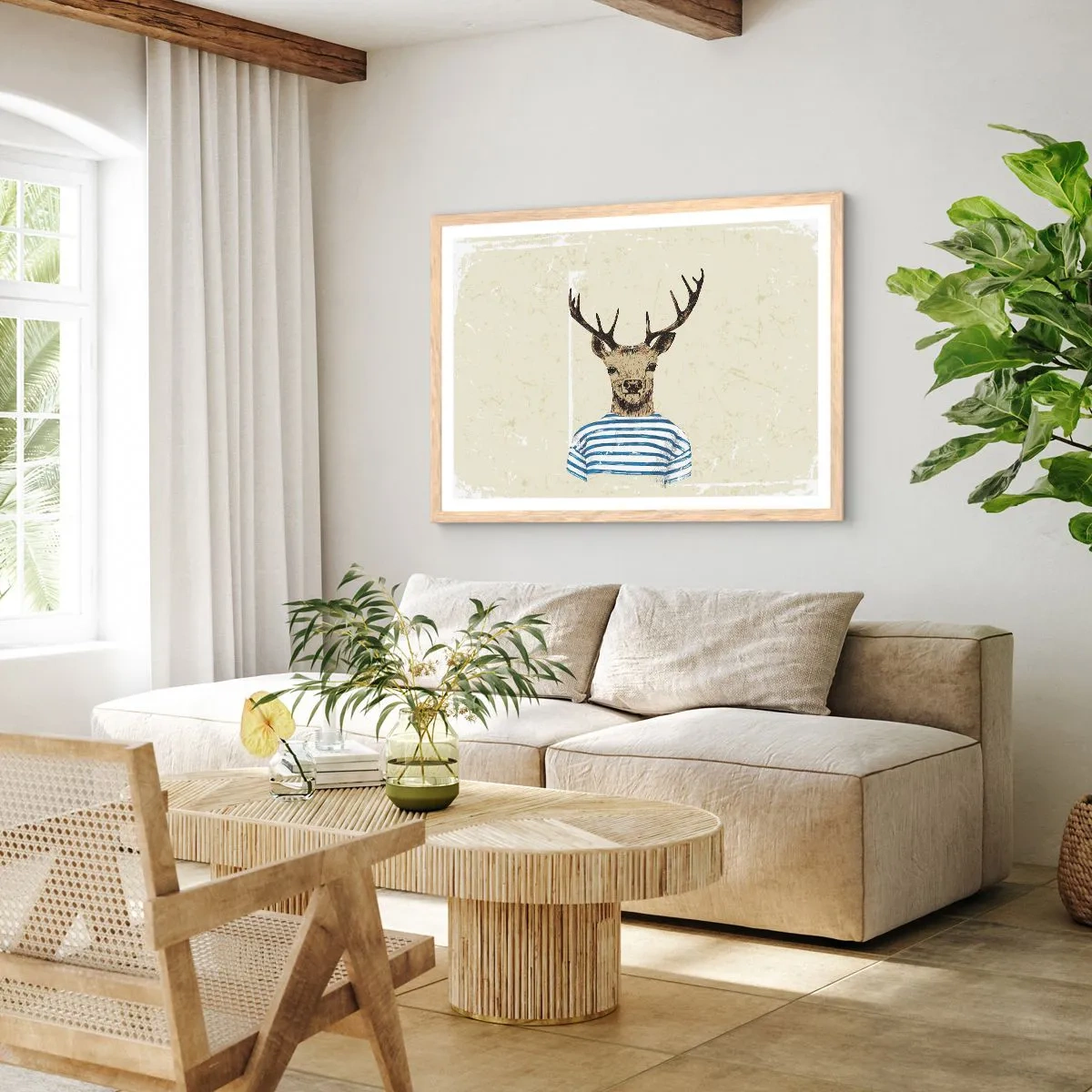 Plakat w ramie jasny dąb - Bo lubię koszulki w paski! - 50x40 cm