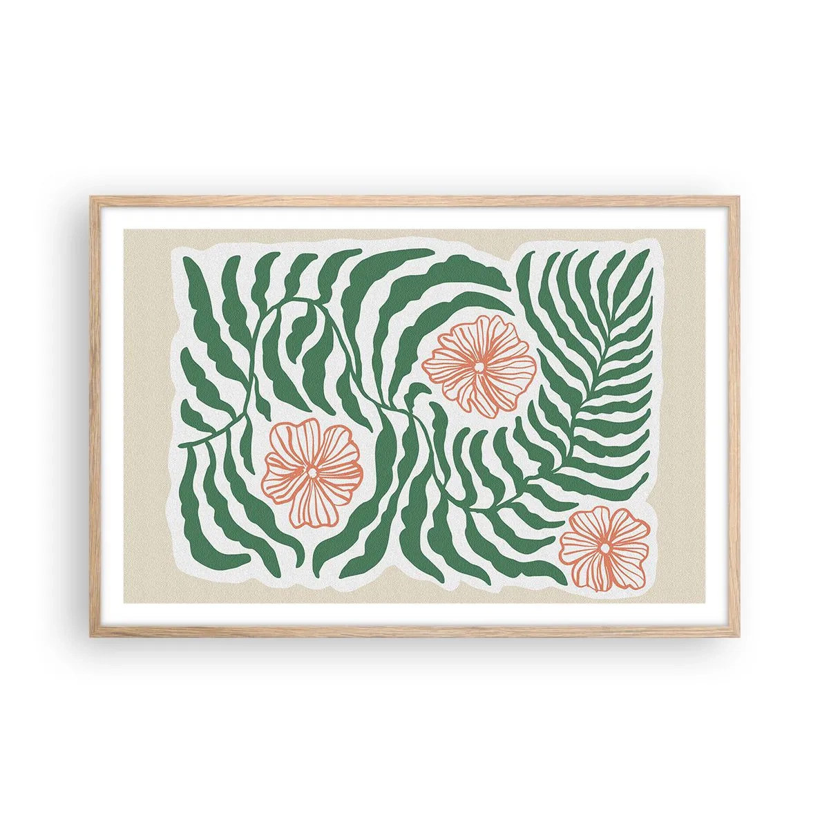 Plakat w ramie jasny dąb - Rozkwitłe w zieleni - 91x61 cm