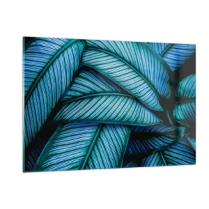 Obraz na szkle - Zbliżenie turkusowych liści o intensywnej strukturze - 120x80cm - Linie życia - Nowoczesna dekoracja ścienna do salonu, kuchni i sypialni ARTTOR