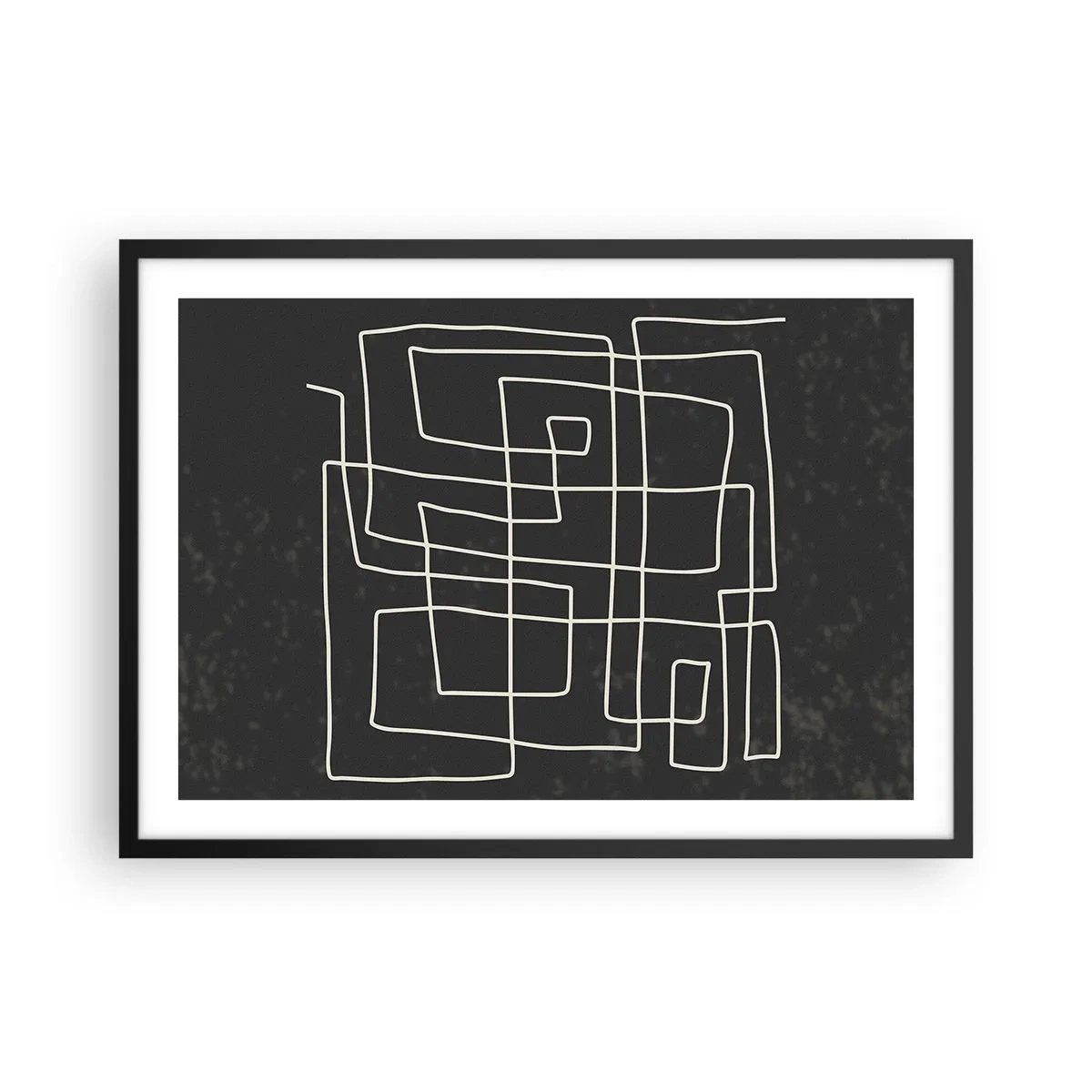 Plakat w czarnej ramie - Abstrakcyjny wzór geometryczny na ciemnym tle - 70x50cm - Nie taki prosty - Nowoczesna dekoracja ścienna do salonu i sypialni ARTTOR