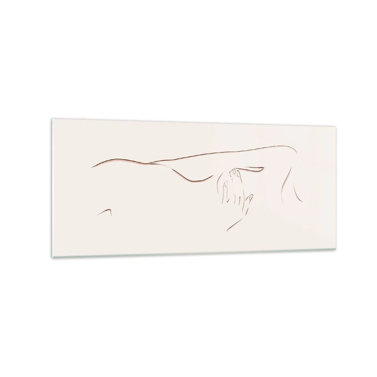 Obraz na szkle - Subtelny rysunek linii przedstawiający sylwetkę na jasnym tle - 120x50cm - Kształt pragnienia - Nowoczesna dekoracja ścienna do salonu i sypialni ARTTOR