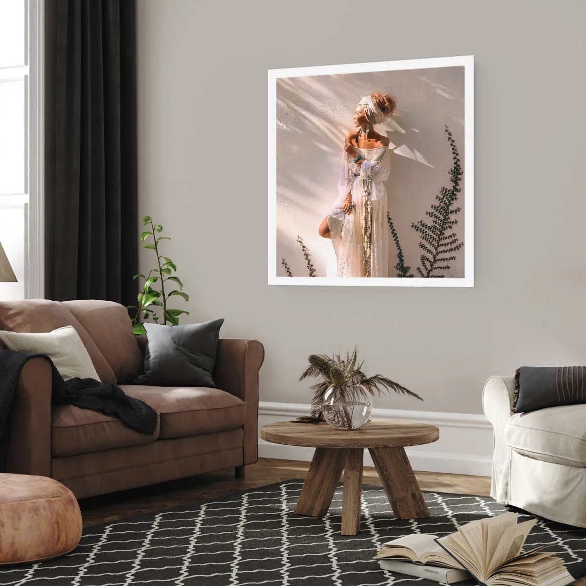 Plakat - Słońce i dziewczyna - 50x50 cm