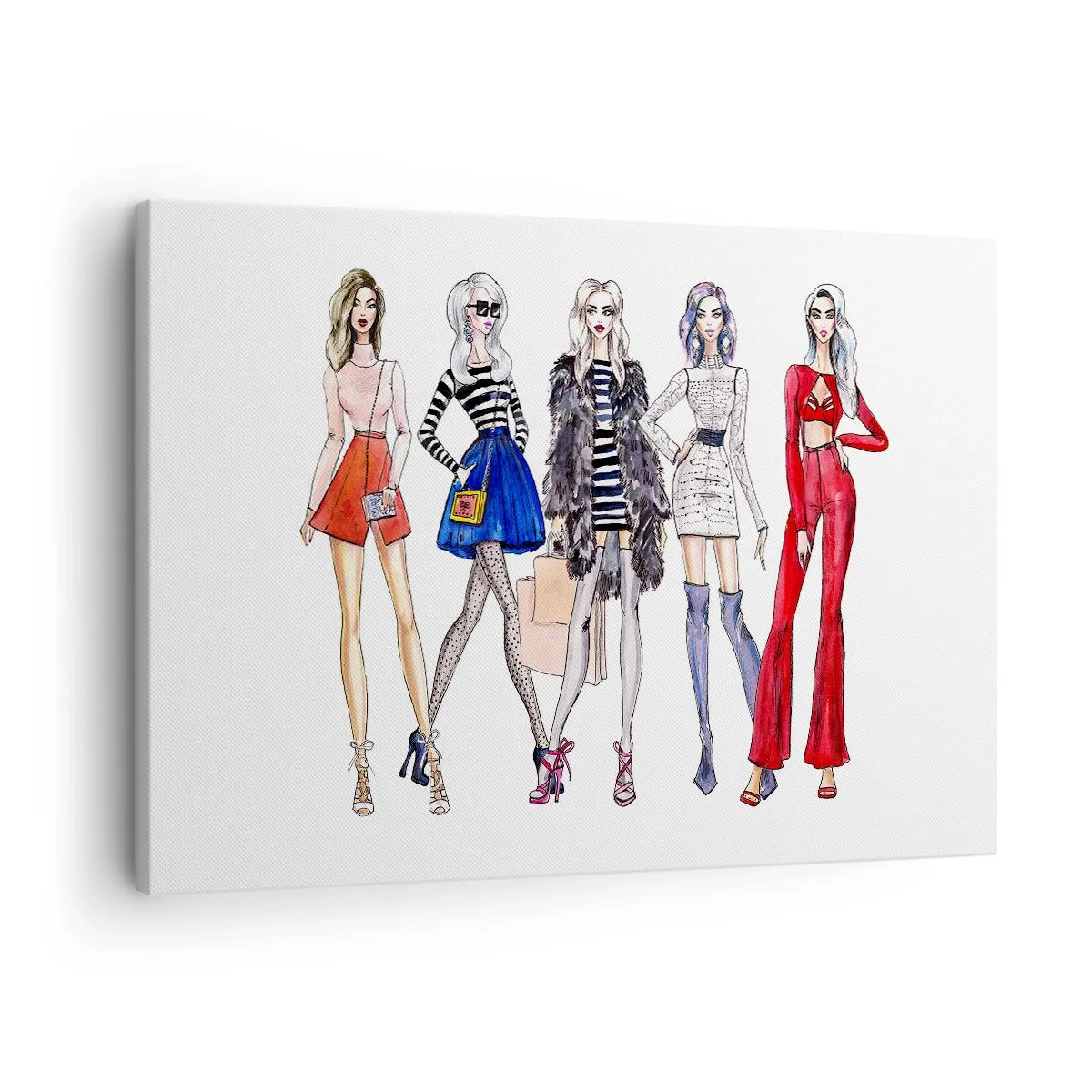 Obraz na płótnie - Stylowe ilustracje modowych sylwetek - 70x50cm - Every week Fashion Week - Nowoczesna dekoracja ścienna do salonu i sypialni ARTTOR