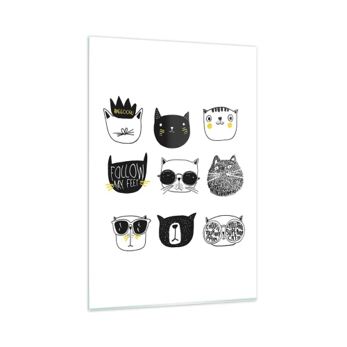 Obraz na szkle - Stylowe ilustracje kotów w minimalistycznym stylu - 80x120cm - Każdy inny - Nowoczesna dekoracja ścienna do salonu i sypialni ARTTOR
