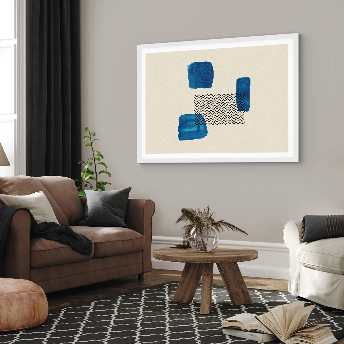 Plakat w białej ramie - Abstrakcyjny kwartet - 70x50 cm