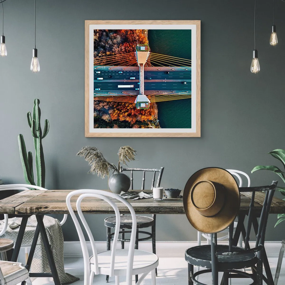 Plakat w ramie jasny dąb - ZA wodami, za lasami - 40x40 cm