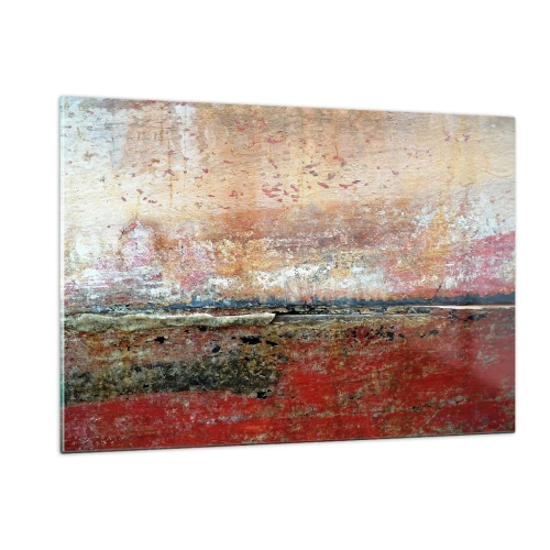 Obraz na szkle - Abstrakcyjna tekstura w odcieniach czerwieni i ochry - 120x80cm - Może to morze - Nowoczesna dekoracja ścienna do salonu, kuchni i sypialni ARTTOR