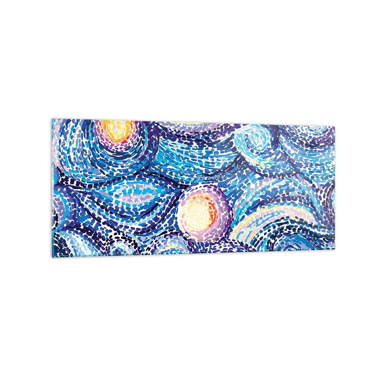 Obraz na szkle - Artystyczna interpretacja gwiaździstego nieba w stylu van Gogha - 120x50cm - Z obrazu van Gogha - Nowoczesna dekoracja ścienna do salonu i sypialni ARTTOR