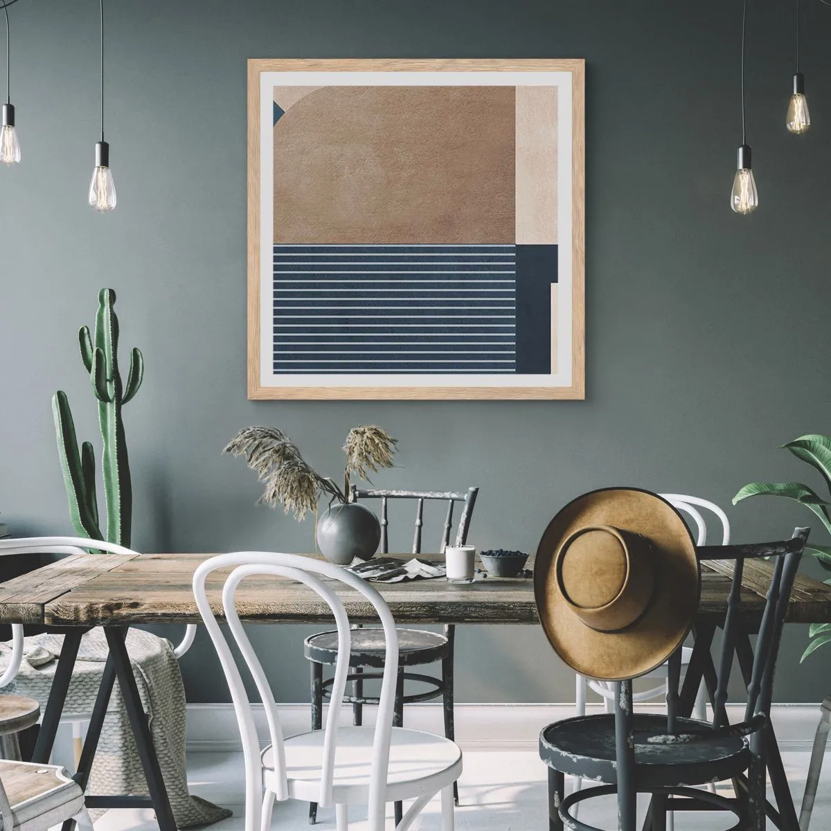 Plakat w ramie jasny dąb - Kompozycja prostoty i krągłości - 30x30 cm