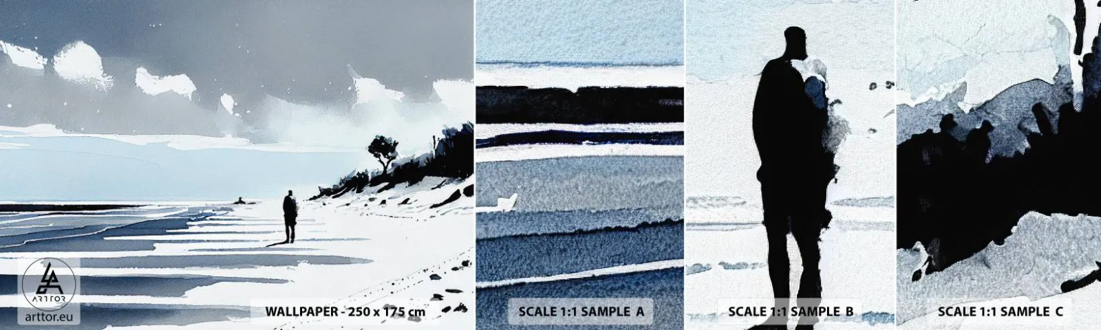 Fototapeta Próbka Samoprzylepna Deluxe Sticker - Sam na sam - Pejzaż, Plaża, Sztuka - 100x30 cm