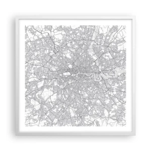 Plakat w białej ramie - Mapa londyńskiego labiryntu - 60x60 cm