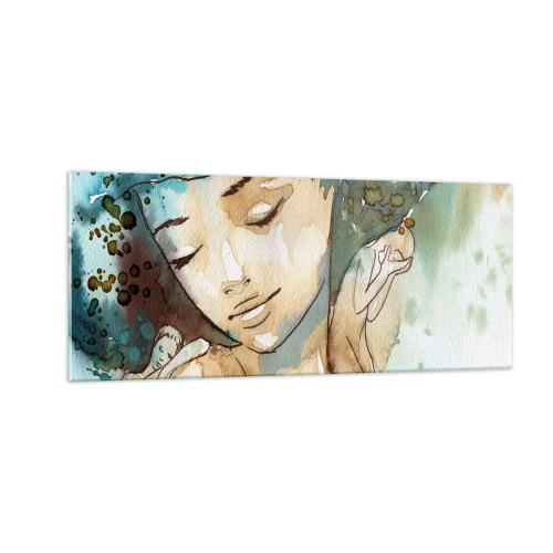 Obraz na szkle - Lady in blue - 100x40 cm