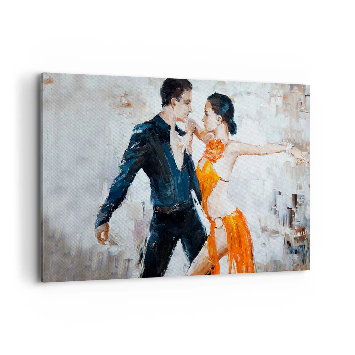Obraz na płótnie - Dynamiczna para tańcząca w stylu latynoamerykańskim - 120x80cm - Dirty dancing - Nowoczesna dekoracja ścienna do salonu, kuchni i sypialni ARTTOR