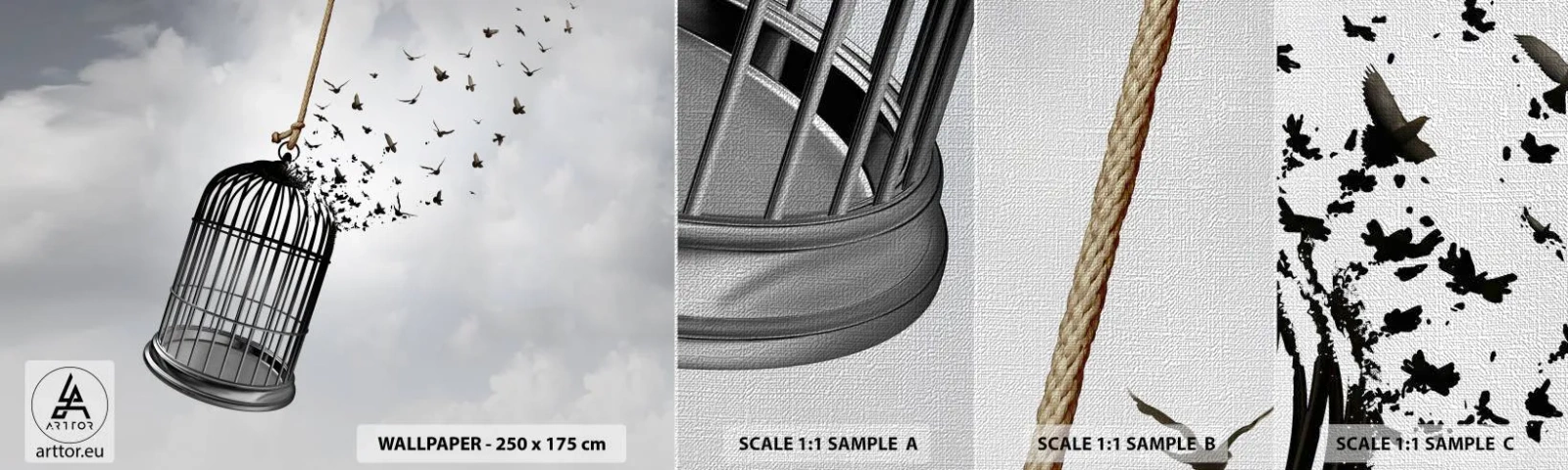 Fototapeta Próbka Premium Canvas - Wiara...Nadzieja...Wolność! - Abstrakcja, Ptaki, Sztuka - 100x30 cm