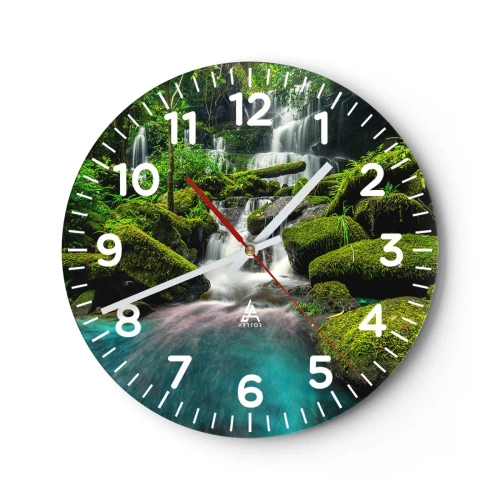 Zegar ścienny - Turkus, szafiry i płynne srebro - 40x40 cm