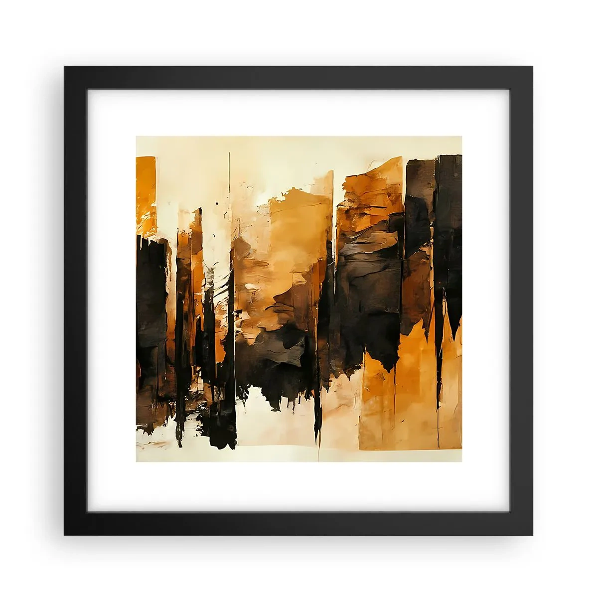 Plakat w czarnej ramie - Harmonia czerni i złota - 30x30 cm