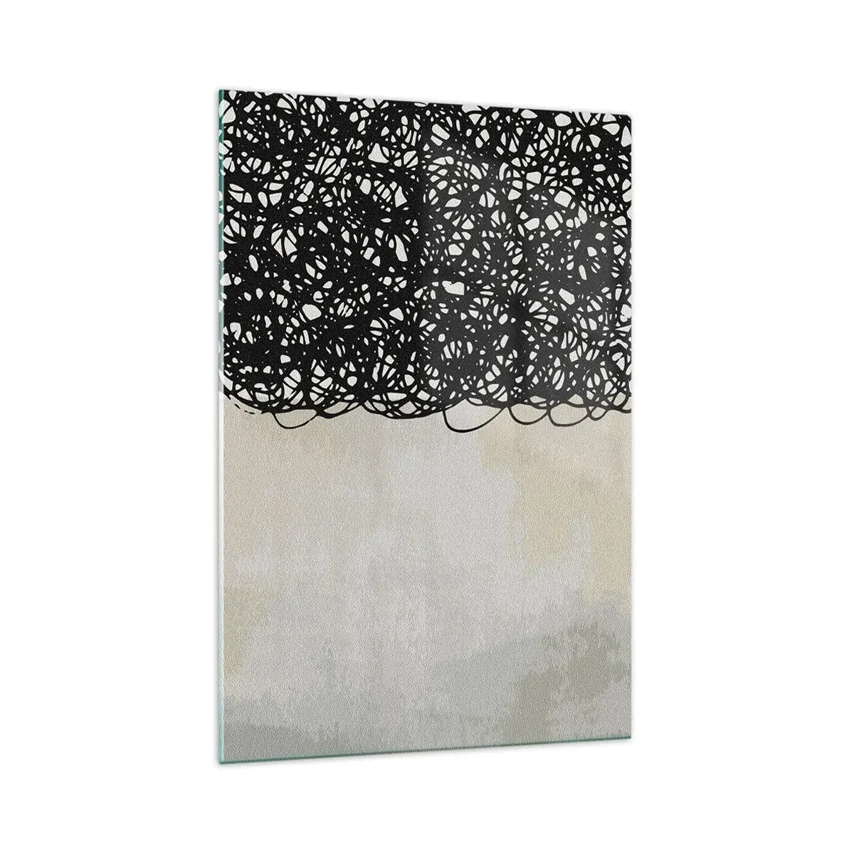 Obraz na szkle - Czarne abstrakcyjne linie na jasnym tle w stylu nowoczesnym - 70x100cm - Abstrakcja skłębiona - Nowoczesna dekoracja ścienna do salonu i sypialni ARTTOR