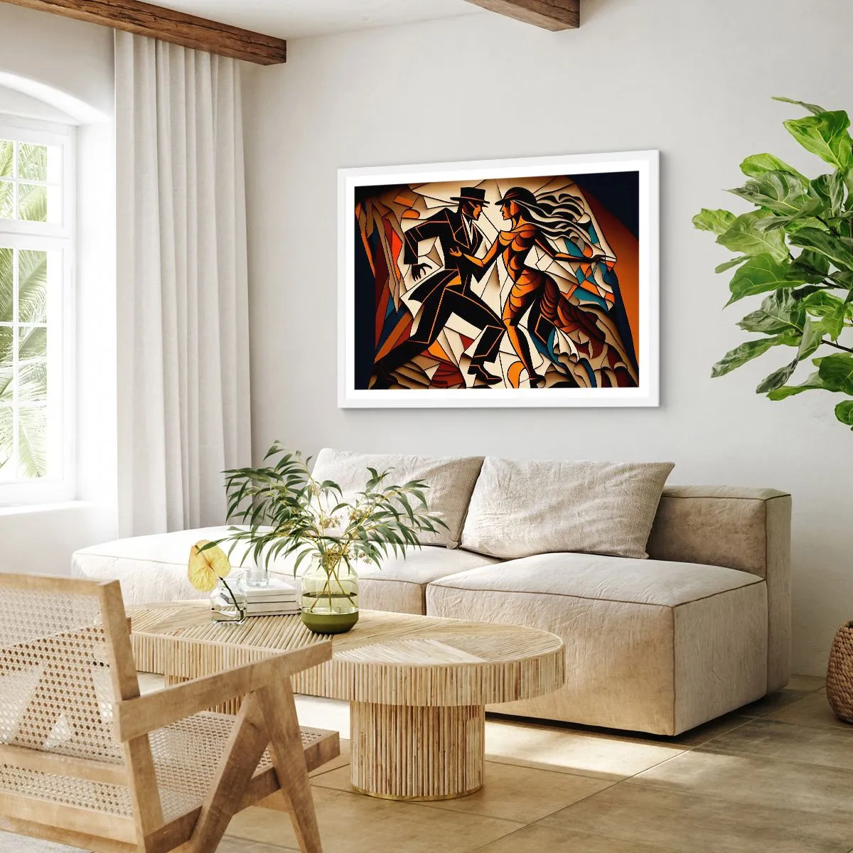 Plakat w białej ramie - Taniec pasji i namiętności - 100x70 cm
