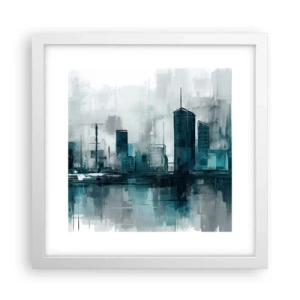 Plakat w białej ramie - Miasto w kolorze deszczu - 30x30 cm