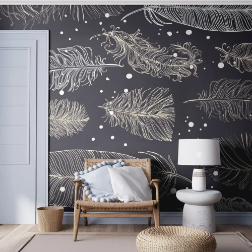 Fototapeta Premium Sand - Pierzasta koronka - Pióro Ptaka, Grafika, Sztuka - 150x105 cm