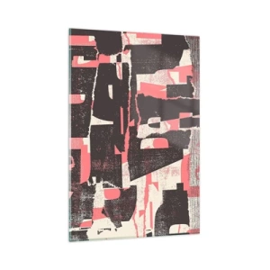 Obraz na szkle - Abstrakcyjna kompozycja w odcieniach różu i brązu - 80x120cm - Cały ten zgiełk - Nowoczesna dekoracja ścienna do salonu i sypialni ARTTOR