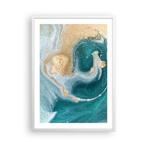 Plakat w białej ramie - Wir złota i turkusu - 50x70 cm