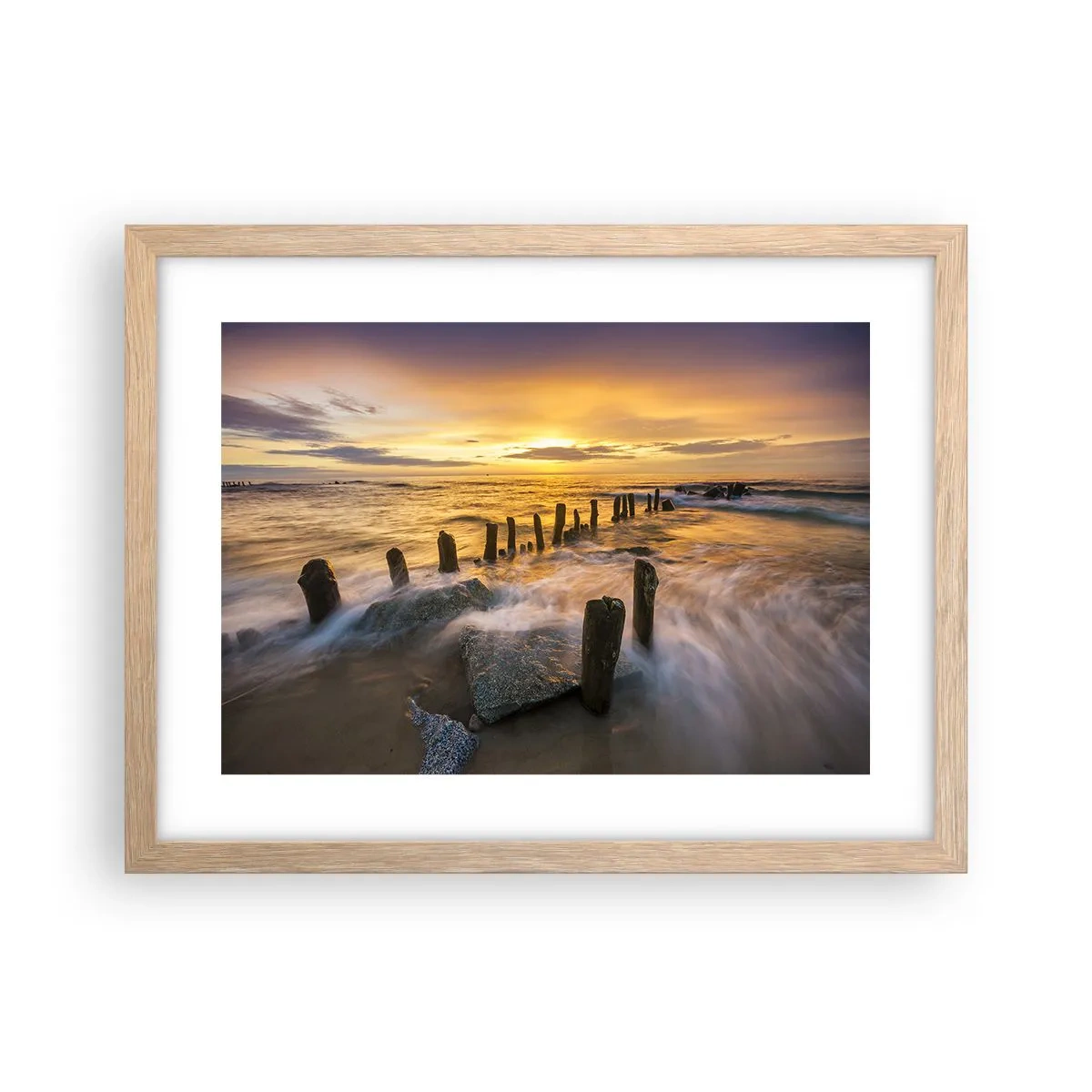 Plakat w ramie jasny dąb - Surowe piękno Bałtyku - 40x30 cm