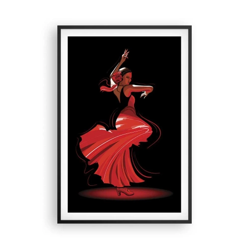 Plakat w czarnej ramie - Ognisty duch flamenco - 61x91 cm