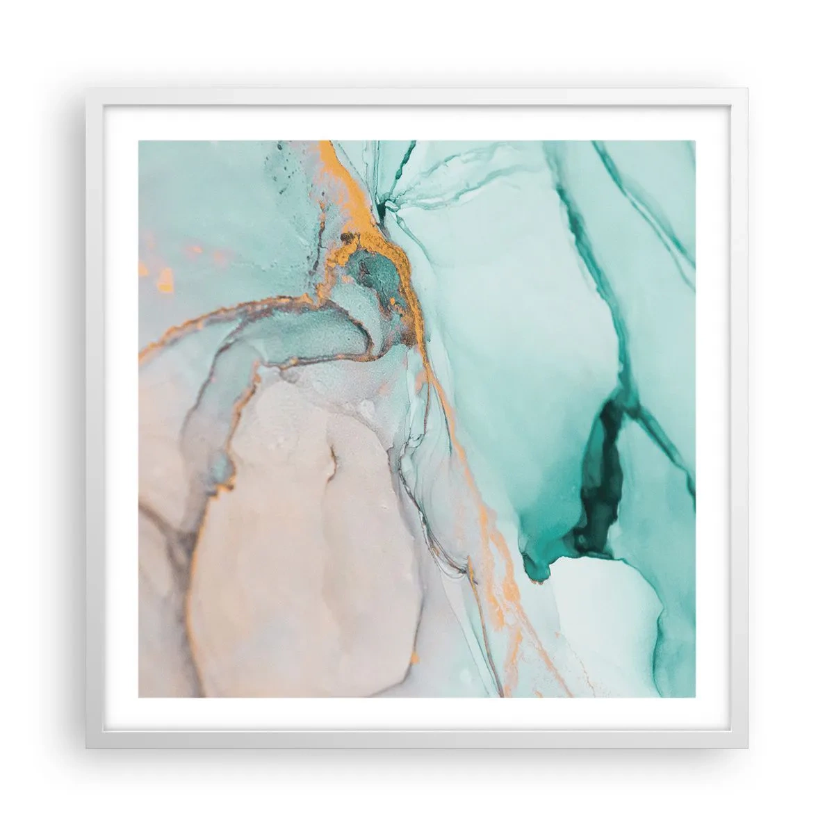 Plakat w białej ramie - Taniec kształtów i barw - 60x60 cm