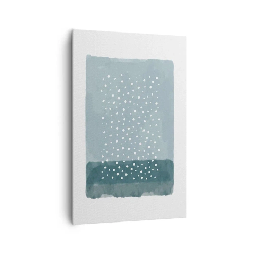 Obraz na płótnie - Minimalistyczny obraz w odcieniach błękitu z kropkami - 80x120cm - Wyrosłe na błękicie - Nowoczesna dekoracja ścienna do salonu i sypialni ARTTOR