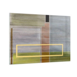 Obraz na szkle - Nowoczesna abstrakcja z prostokątnymi formami i kolorami ziemi - 70x50cm - Prosto i spokojnie - Nowoczesna dekoracja ścienna do salonu i sypialni ARTTOR