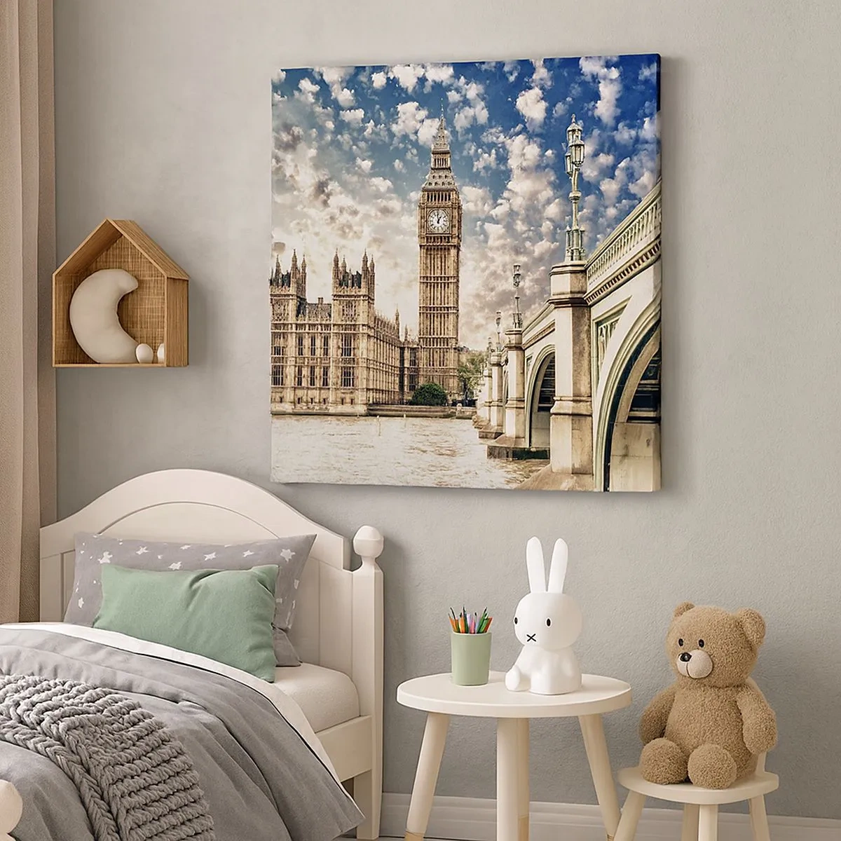 Obraz na płótnie - Pierzaste obłoki nad Tamizą - 30x30 cm