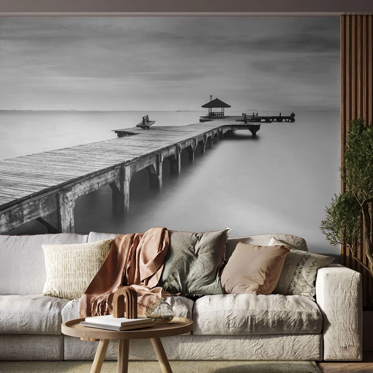 Fototapeta Premium Sand - W siną dal - Krajobraz, Morze, Drewniany Pomost - 200x140 cm