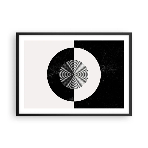 Plakat w czarnej ramie - Graficzny wzór w kontrastujących czerni i bieli - 70x50cm - Harmonia w czerni i bieli - Nowoczesna dekoracja ścienna do salonu i sypialni ARTTOR