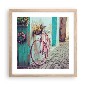 Plakat w ramie jasny dąb - Zaraz wracam - 40x40 cm