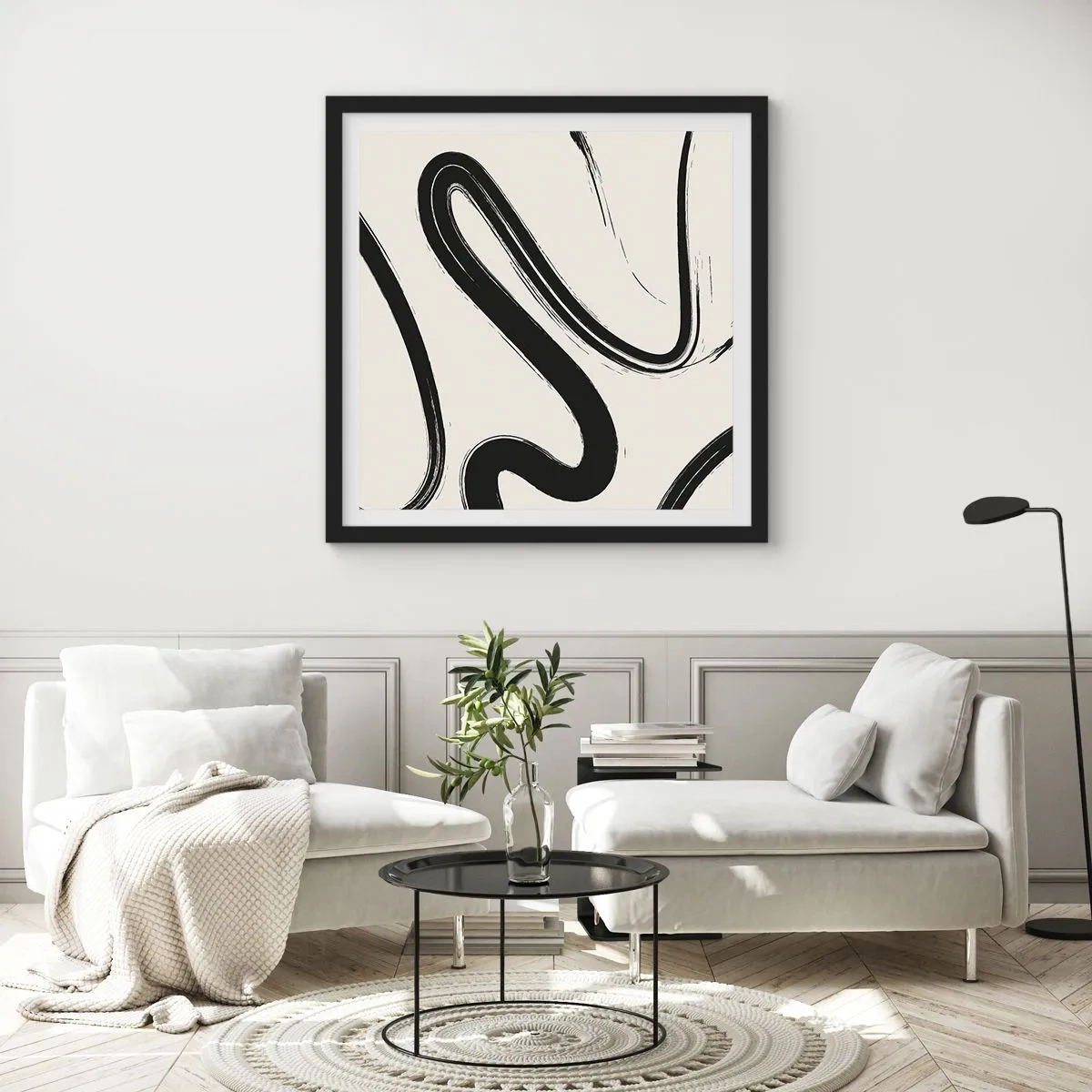 Plakat w czarnej ramie - Czarno-biała fanaberia - 60x60 cm