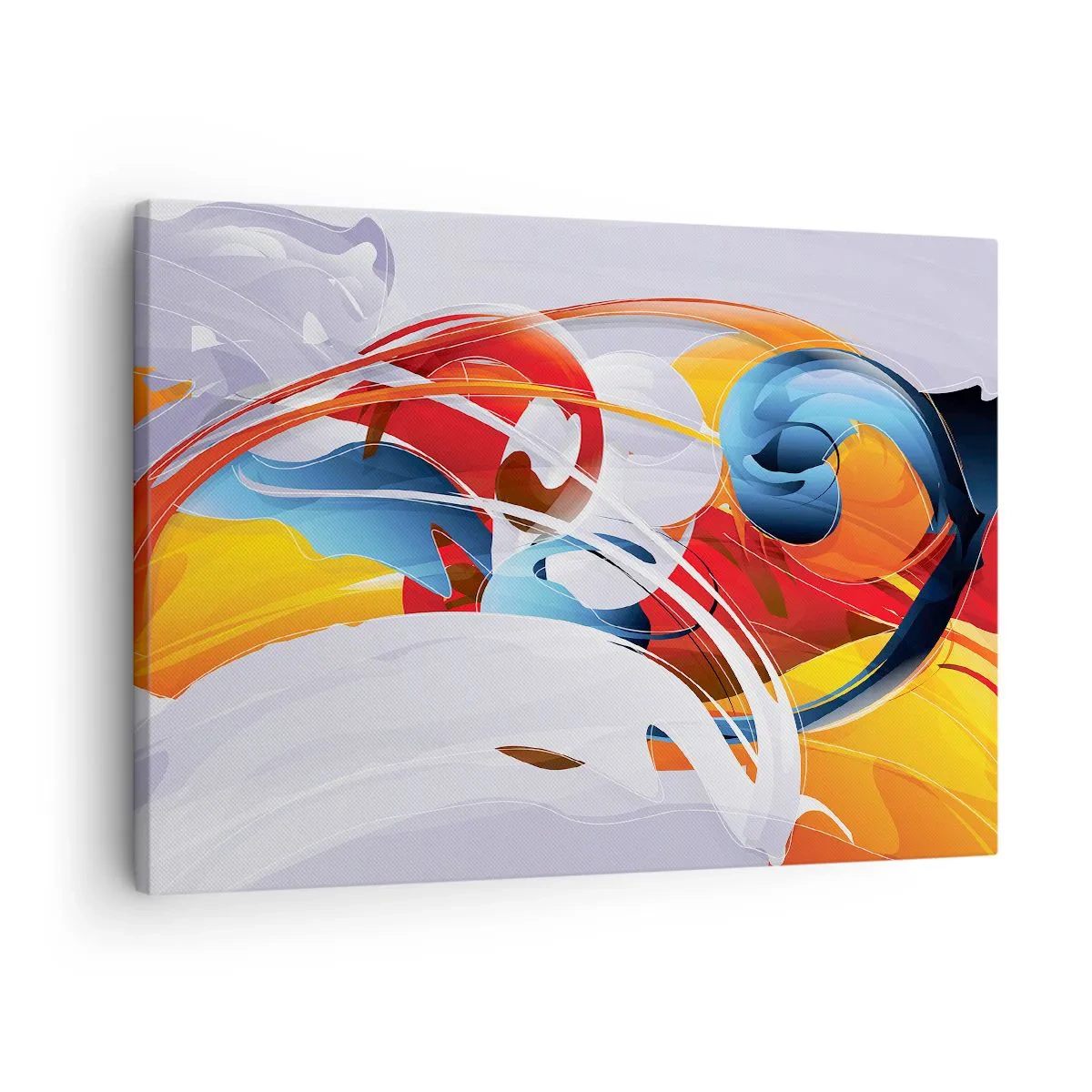 Obraz na płótnie - Kolorowa abstrakcja z dynamicznymi liniami i żywymi barwami - 70x50cm - Taniec żywiołów - Nowoczesna dekoracja ścienna do salonu i sypialni ARTTOR