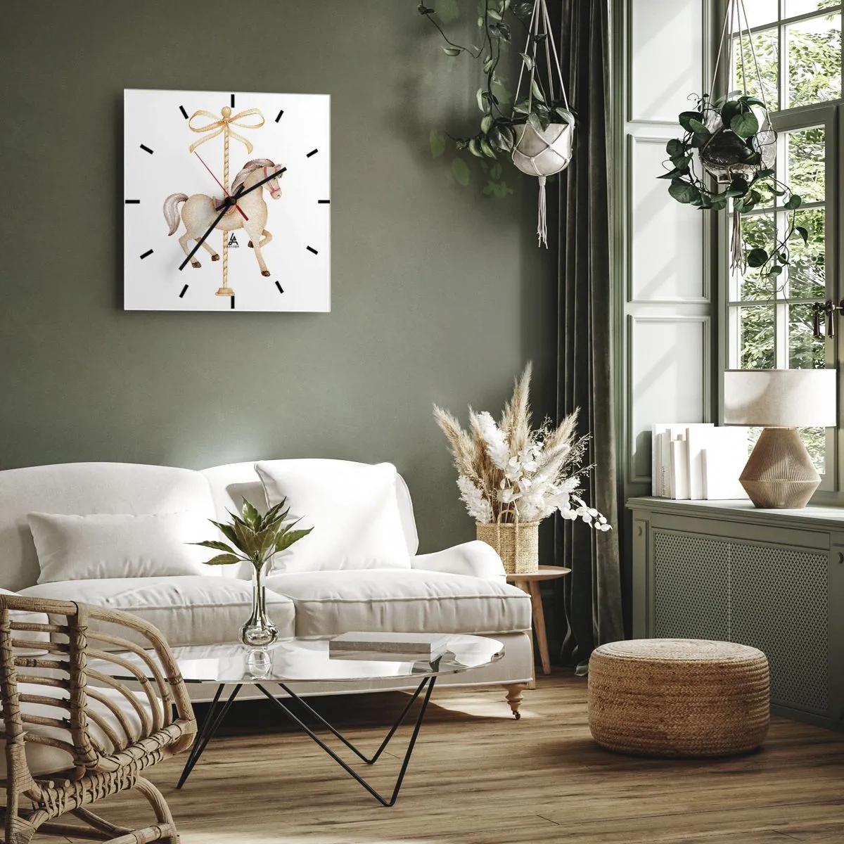Zegar ścienny - Wdzięcznym kłusem - 40x40 cm