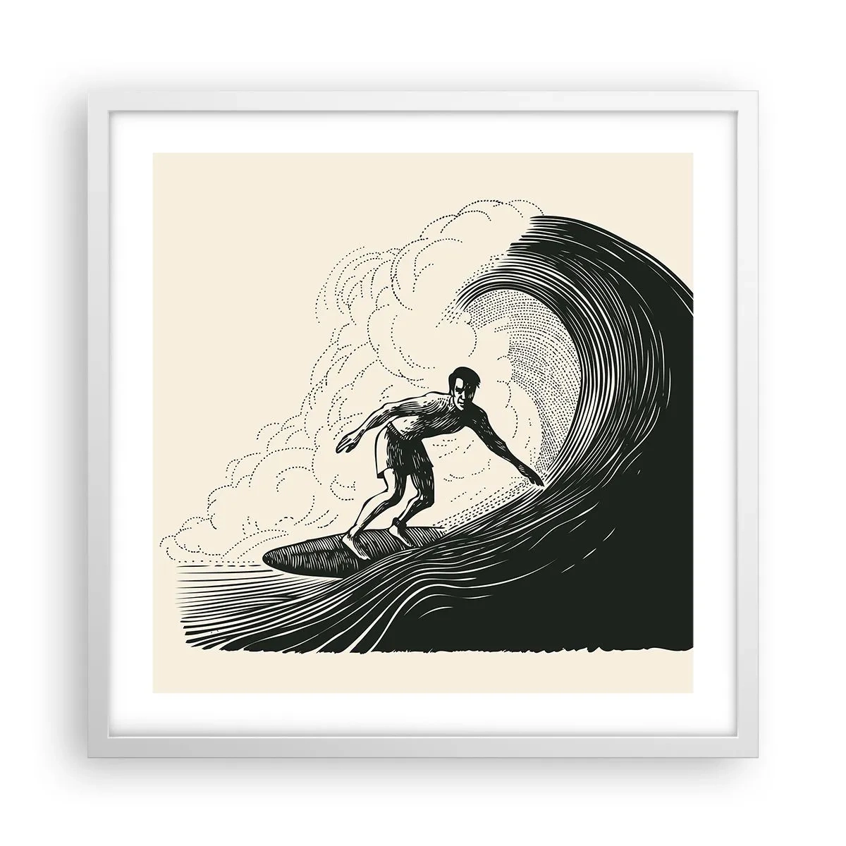 Plakat w białej ramie - Król fali - 50x50 cm