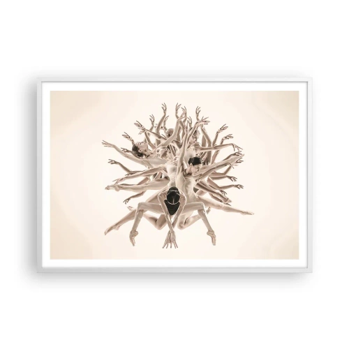 Plakat w białej ramie - Rozkwitanie w tańcu - 100x70 cm