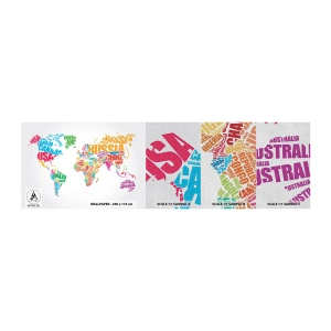 Fototapeta Próbka Premium Sand - Chcę poznać wszystkie - Mapa Świata, Grafika, Kontynenty - 100x30 cm