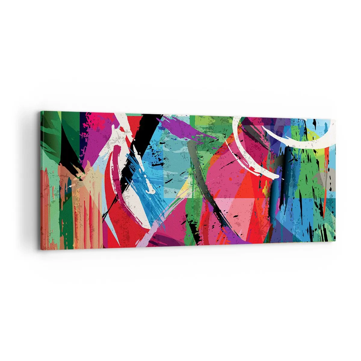 Obraz na płótnie - Kolorowa abstrakcja z dynamicznymi pociągnięciami pędzla - 120x50cm - Szybko, żywo i skocznie - Nowoczesna dekoracja ścienna do salonu i sypialni ARTTOR