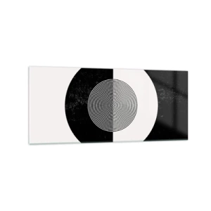 Obraz na szkle - Graficzny wzór w kontrastujących czerni i bieli - 120x50cm - Harmonia w czerni i bieli - Nowoczesna dekoracja ścienna do salonu i sypialni ARTTOR