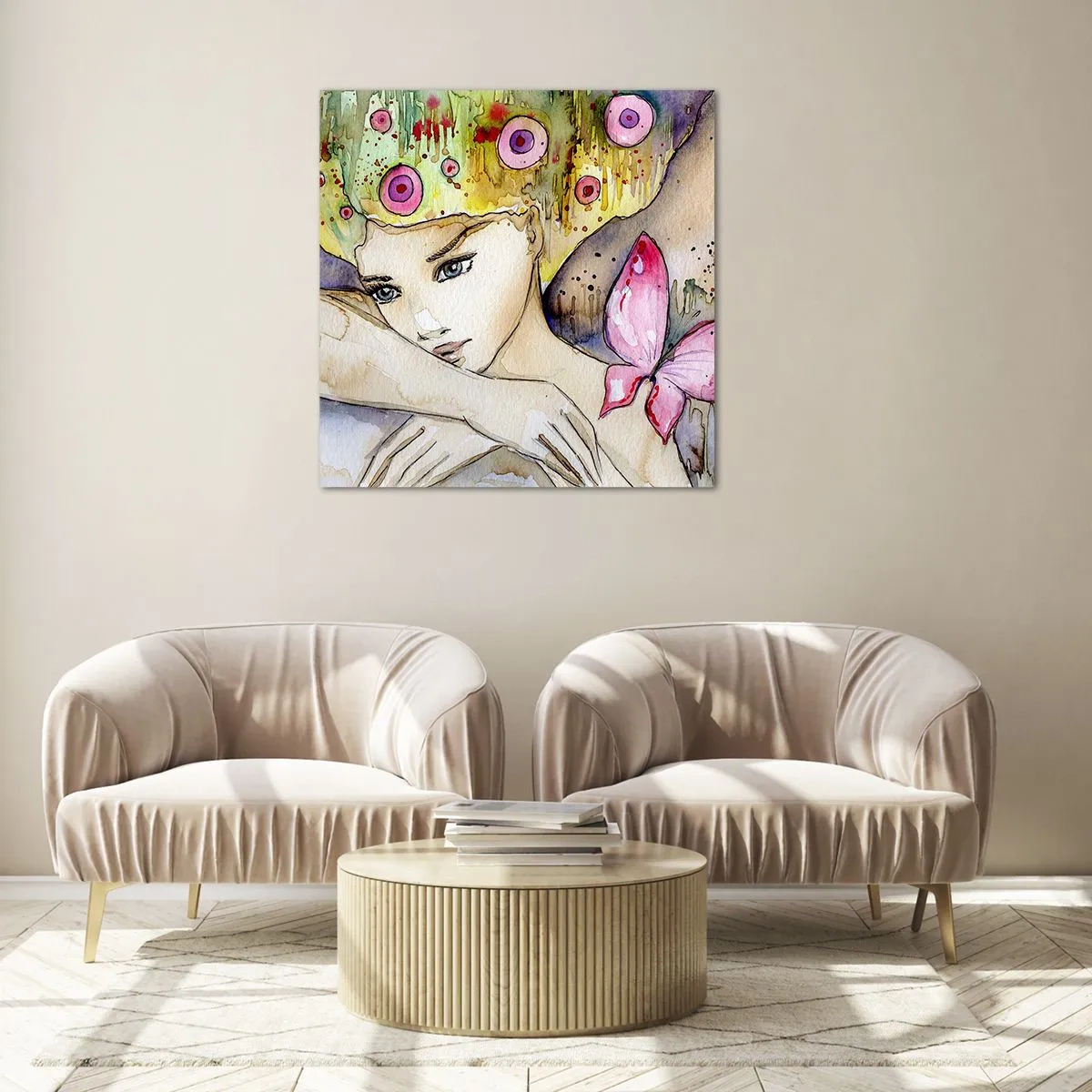 Obraz na szkle - Motyla księżniczka - 50x50 cm