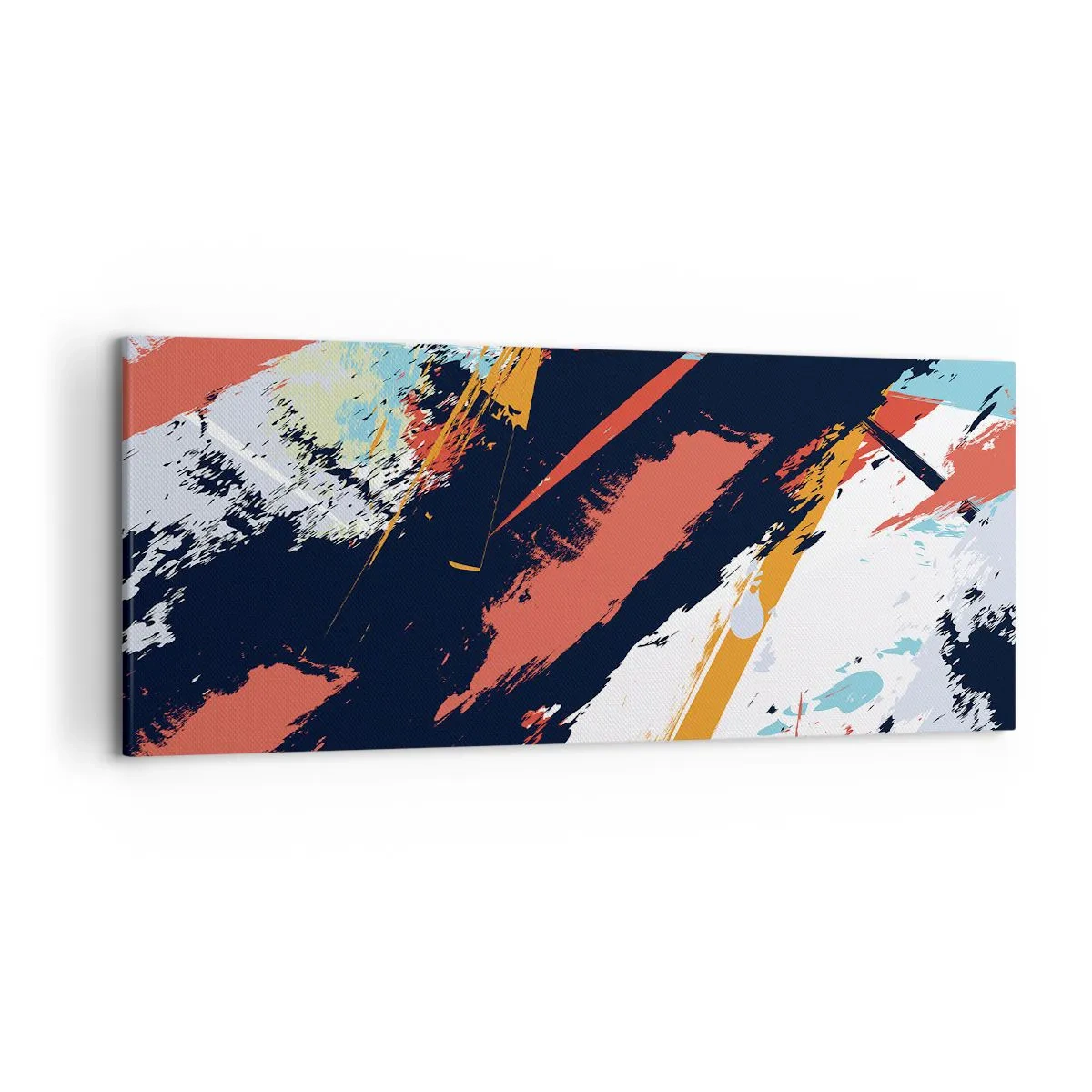 Obraz na płótnie - Abstrakcyjne pociągnięcia pędzla w żywych kolorach - 120x50cm - Kompozycja dynamiczna - Nowoczesna dekoracja ścienna do salonu i sypialni ARTTOR